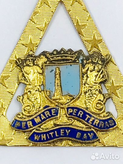 Знак Масонский Per Mare Per Terras Латунь Эмаль