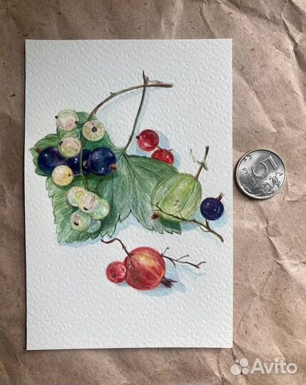 Картина акварелью - Миниатюра в рамке