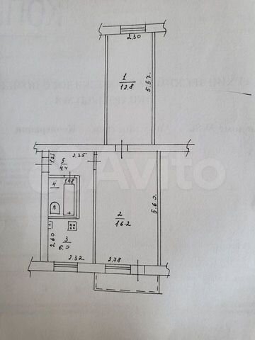 2-к. квартира, 42 м², 2/2 эт.