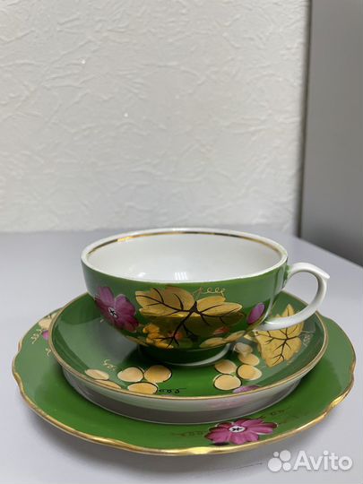 Чайная тройка из сервиза «Виноград» фарфор