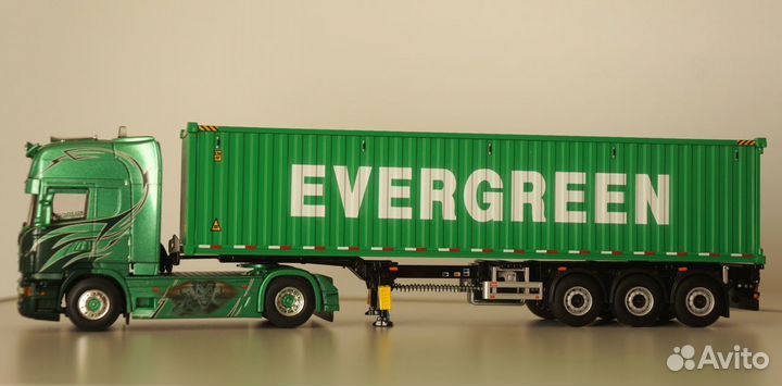 1/50 тягач Scania контейнеровоз контейнер Evergre