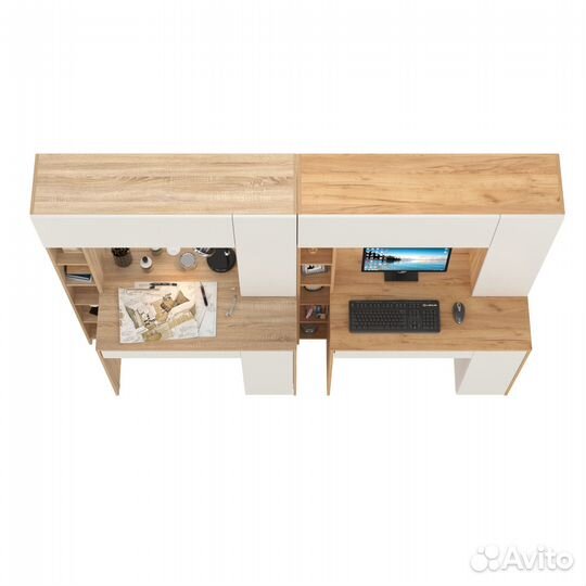 Два стола для домашнего офиса Mobi Комфорт 12.71 цвет дуб сонома/белый/дуб золотой/белый