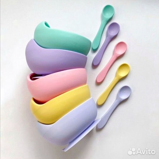 Набор детская силиконовой посуды: чаша и ложка