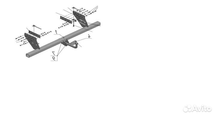 Фаркоп (новый) на Mitsubishi L-200 с 06