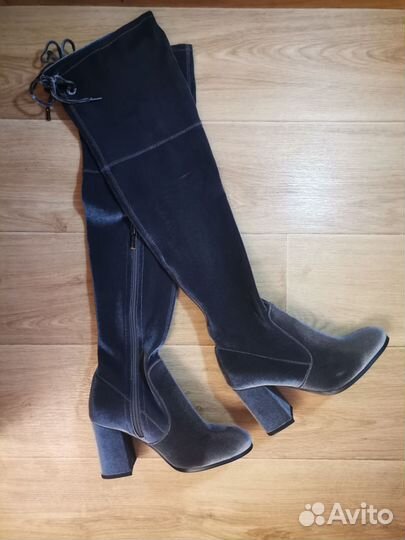 Ботфорты женские бархат 35 размер каблук новые