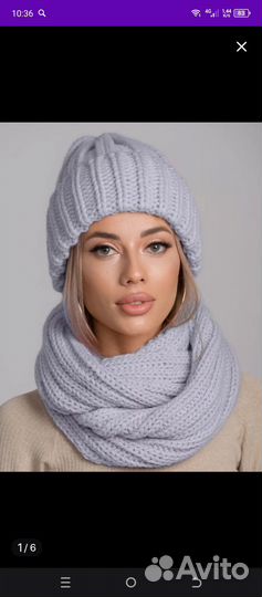 Зимняя шапка и снуд женский