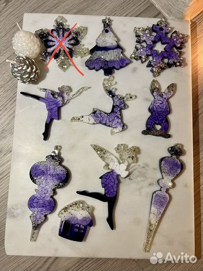 Елочные игрушки из эпоксидной смолы