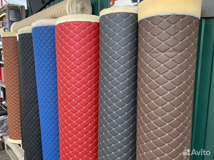 Эко кожа в ассортименте стёганная ромб клетка