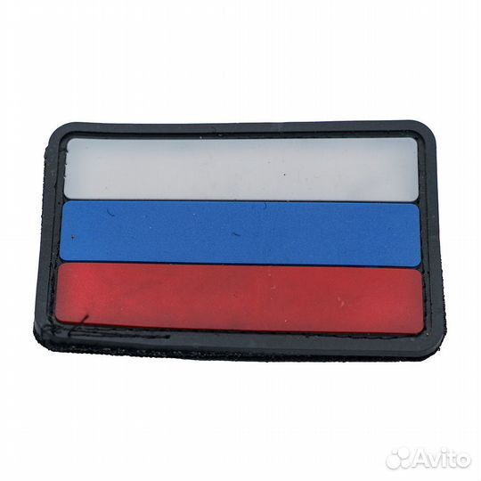 Патч шеврон пвх для одежды на липучке триколор РФ черный