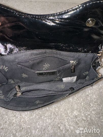 Клатч женский черный лаковый сумочка на руку бант