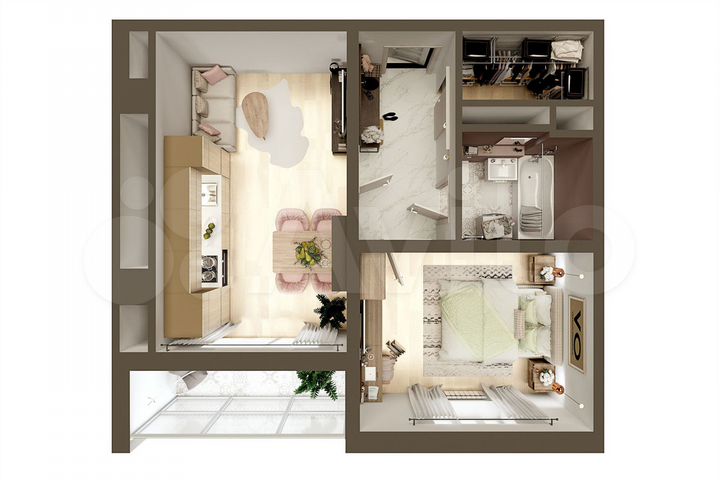 1-к. квартира, 44,3 м², 2/5 эт.