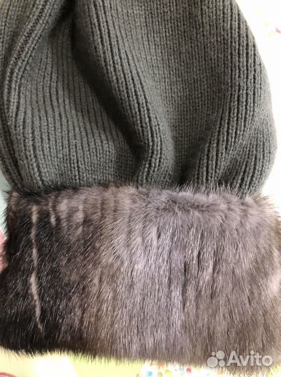 Шапка норковая вязаная женская