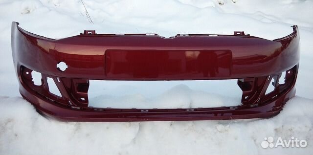 Бампер Поло седан передний в цвет Красный A3T