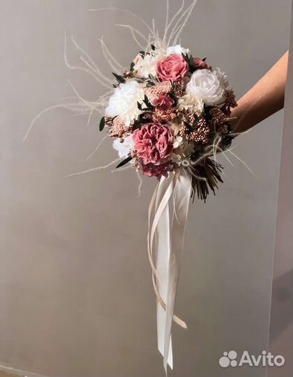 Букет невесты из сухоцветов и стаб-ых цветов