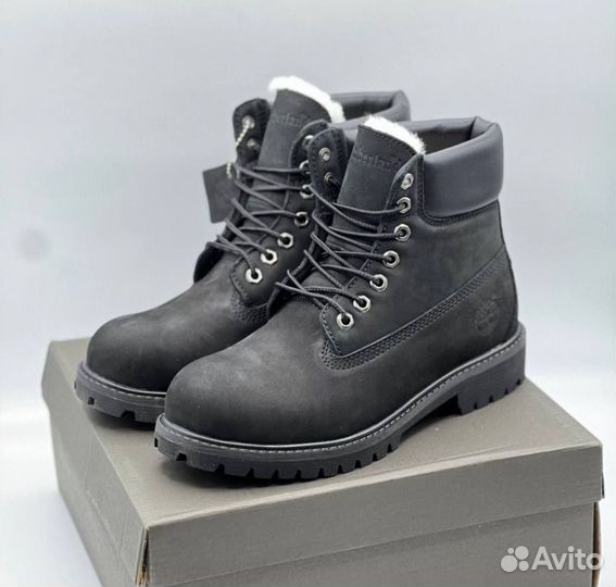 Ботинки Timberland черные с мехом зима