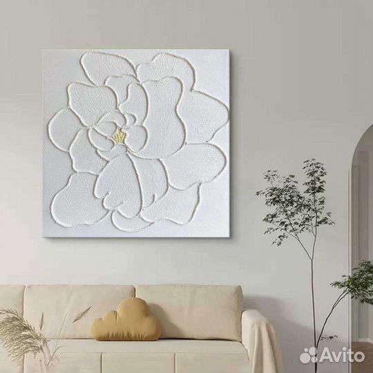 Текстурная картина маслом для интерьера Цветок
