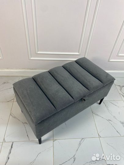 Банкетка Гиффа-Лофт с местом для хранения, серая