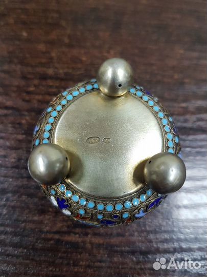 Солонка эмаль серебро 84