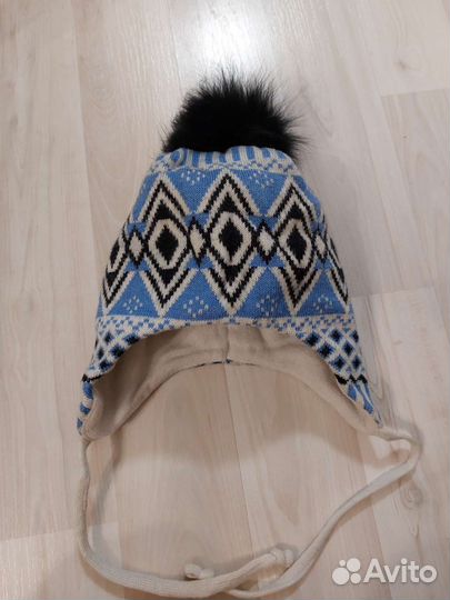 Зимняя шапка для мальчика с нат помпоном 3-4года