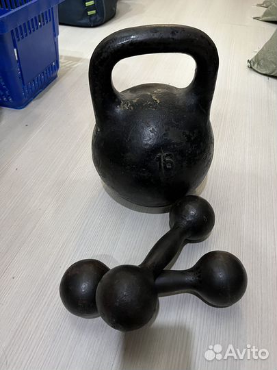 Гиря чугунная 16 кг Гантели 3 кг