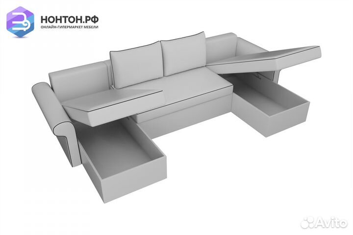 Диван п-образный дельфин Милфорд экокожа белая