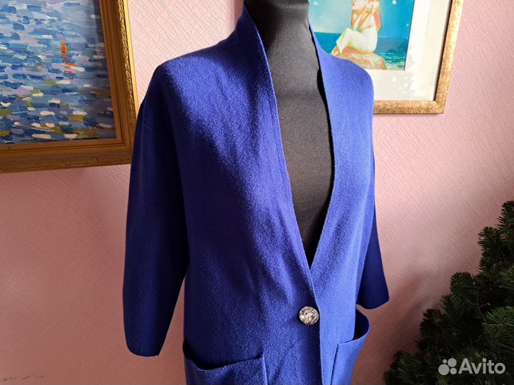 Кардиган женский синий 46 48 хлопок