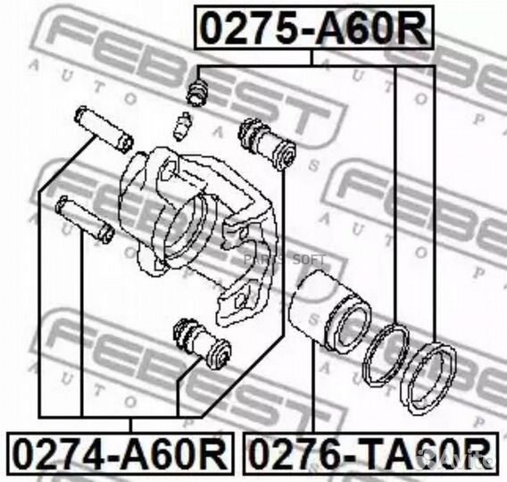 Febest 0274-A60R Втулка направляющей тормозного су