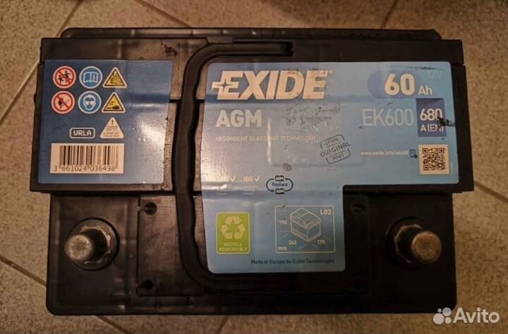Аккумулятор автомобильный 60 ач Exide Б/у