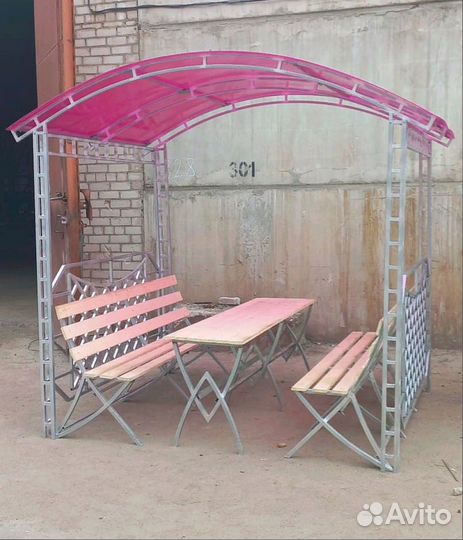 Оцинкованная беседка с поликарбонатом