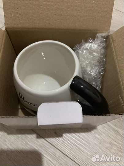 Кружка с ложкой киска керамика