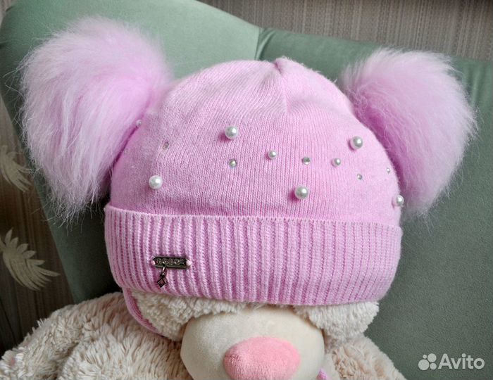 Шапка зимняя для девочки р-р 50-52