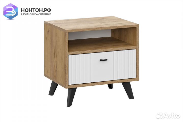 Тумба прикроватная Милан дуб золотой / белый матов