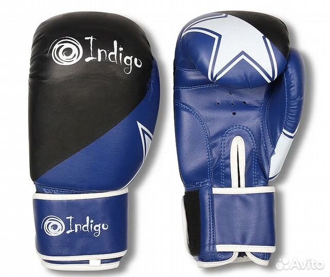 Перчатки боксерские Indigo PS-505 PVC, синие 12oz