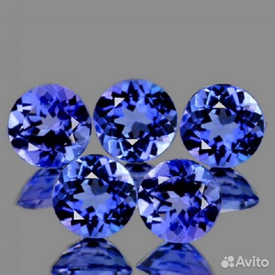 Танзанит натуральный 1,19t к-кт 5шт 4х4мм VVS круг