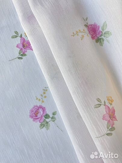 Тюль с цветочным принтом