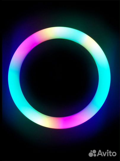 Светодиодное кольцо Разноцветное 26см со штативом