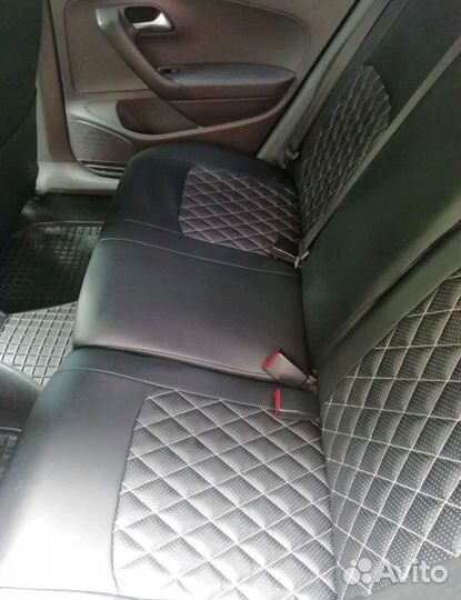 Чехлы VW Polo sd (08-20) Эко-кожа ромб бежевый