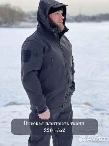 Тактический костюм водостойкий на флисе Softshell