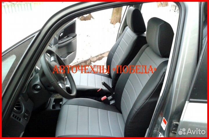 Чехлы Suzuki SX4 из экокожи чёрно-серые Классика