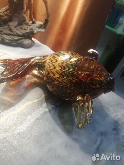 Статуэтка стекло Золотая рыбка СССР