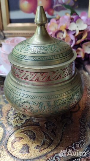 Латунь вазочка сахарница баночка шкатулка винтаж