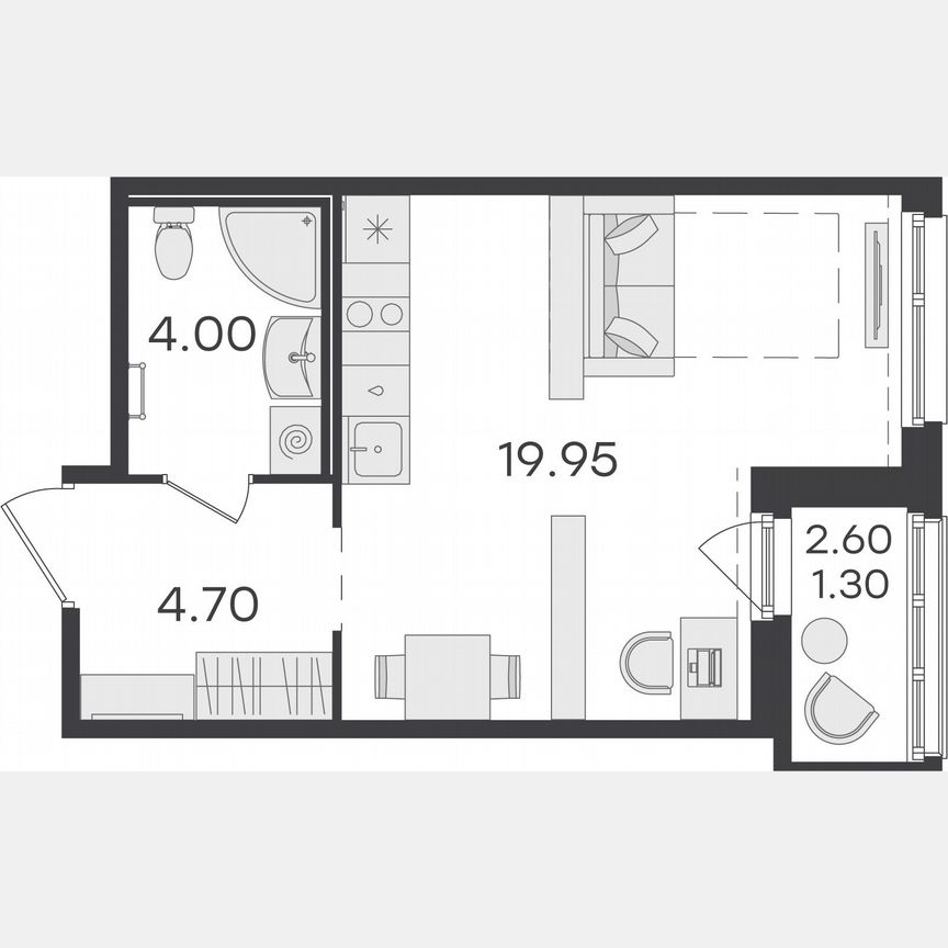 Квартира-студия, 30 м², 10/15 эт.