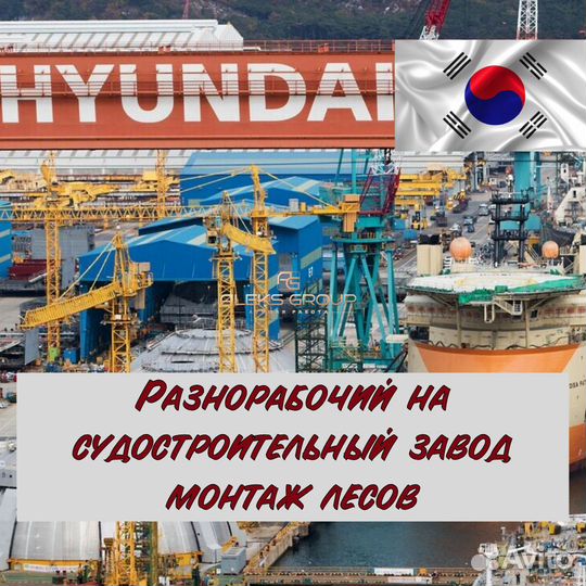 Разнорабочий вахта в Южную Корею.Сборка лесов