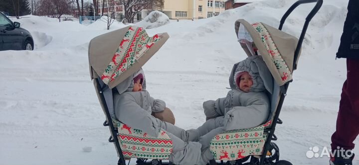 Санки для двойни с колесами