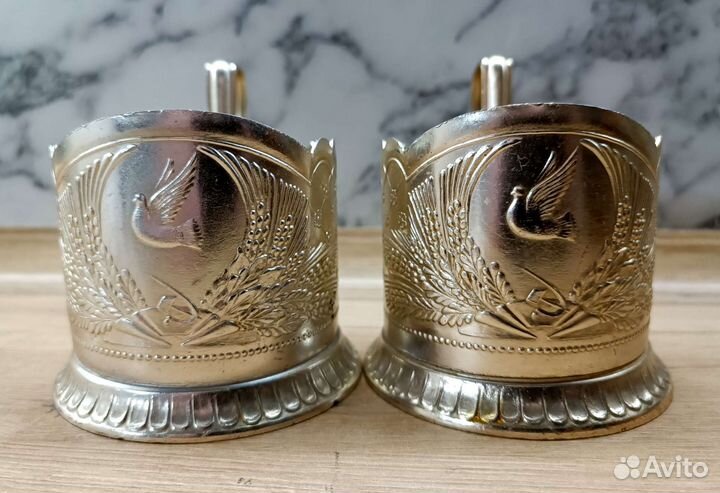 Подстаканник. Голубь мира. 50-е г. Цена за пару