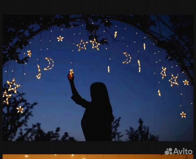 Гирлянда звезды, снежинки, колокольчики