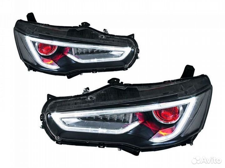 Mitsubishi Lancer X Фары тюнинг Demon eyes D7SA5