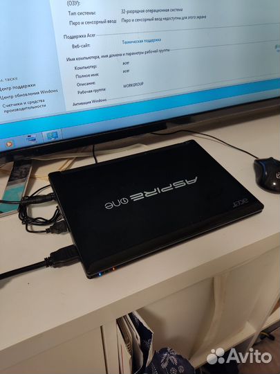 Нетбук aser aspire one 522 (рабочий, сломан экран)