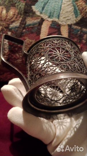 Подстаканники СССР мельхиоровые скань