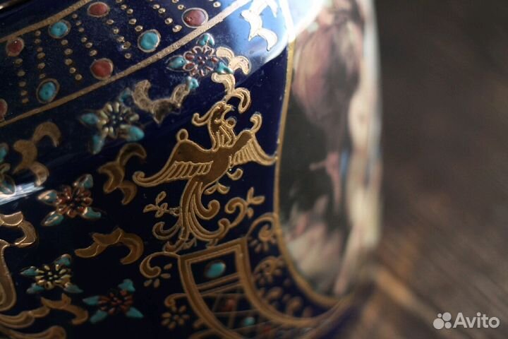 Вазоны кобальт,роспись фарфор,парные